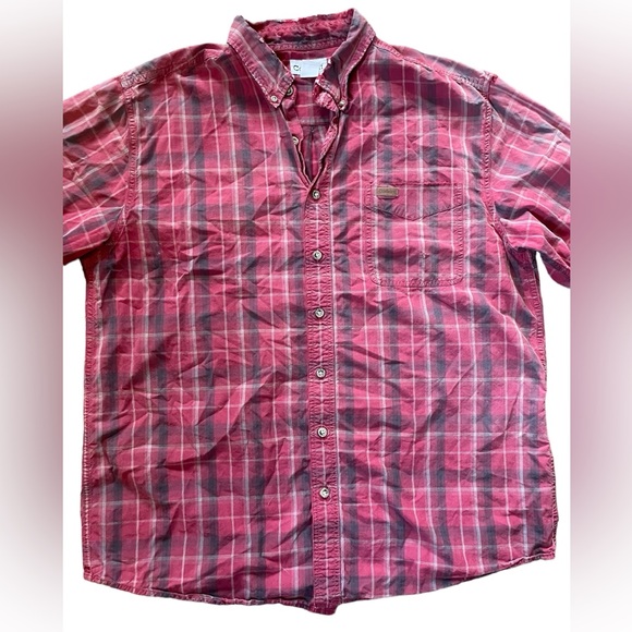Carhartt Red Plaid Y2K Acid Washed Grunge Western Distressed Button Up Shirt - Picture 2 of 12